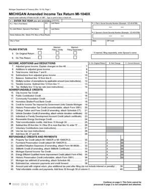 Michigan Amended Income Tax Return MI-1040X