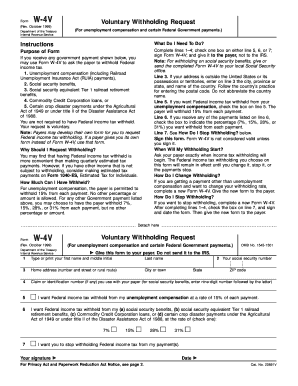 Form W-4V Voluntary Withholding Request