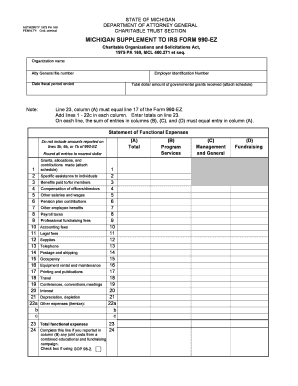 Michigan Supplement to IRS Form 990-EZ
