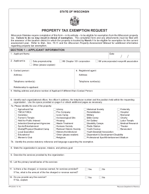 Wisconsin Property Tax Exemption Request