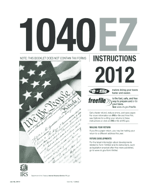IRS Form 1040EZ 2012
