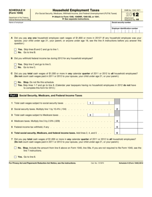 Schedule H Household Employment Taxes Form 1040
