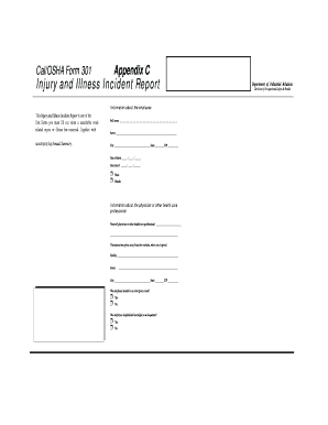 Cal/OSHA Form 301 Injury and Illness Incident Report