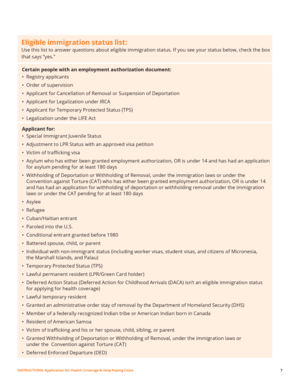 Eligible Immigration Status List