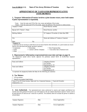 New Jersey Appointment of Taxpayer Representative
