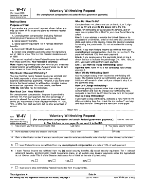 Form W-4V Voluntary Withholding Request
