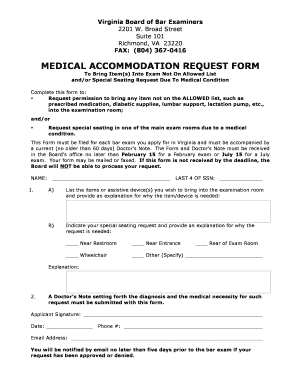 Virginia Bar Exam Medical Accommodation Request Form