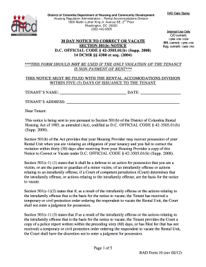 30 Day Notice to Correct or Vacate