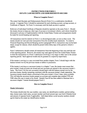 Estate Cash Receipts and Disbursements Record Form 2