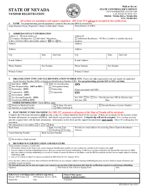 Nevada Vendor Registration Form