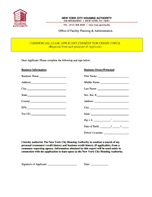 Commercial Lease Applicant Consent for Credit Check