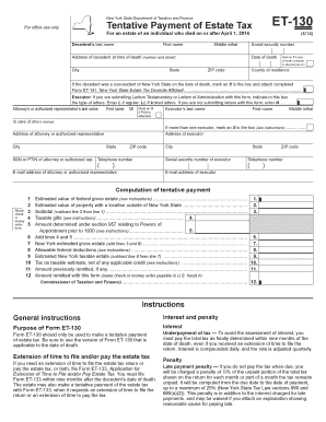 New York State Tentative Estate Tax Payment Form