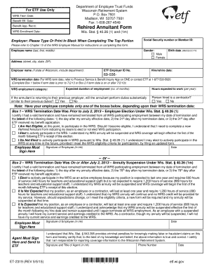 Wisconsin Rehired Annuitant Form