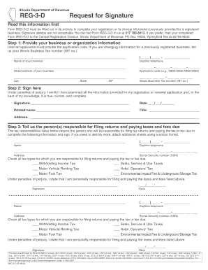 Illinois Business Registration Form REG-3-D