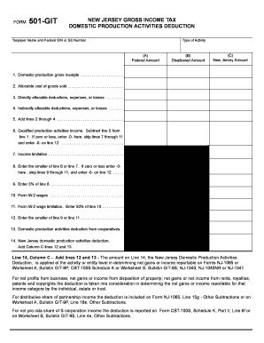 New Jersey Gross Income Tax Form 501-GIT