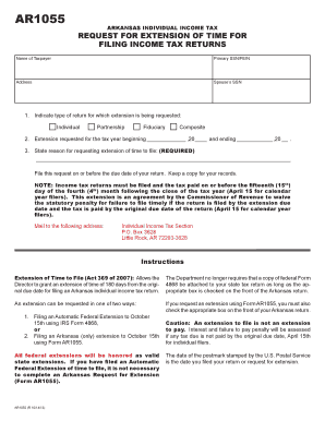 Arkansas Individual Income Tax Extension Request