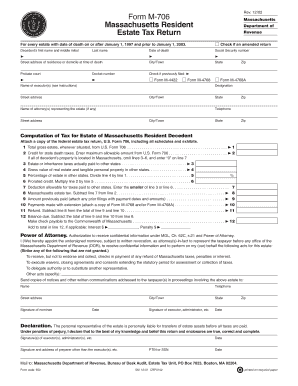 Massachusetts Resident Estate Tax Return