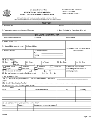 US State Department Employment Application