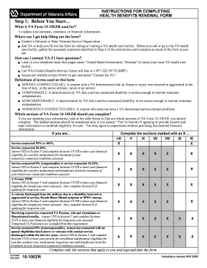 VA Form 10-10EZR Health Benefits Renewal