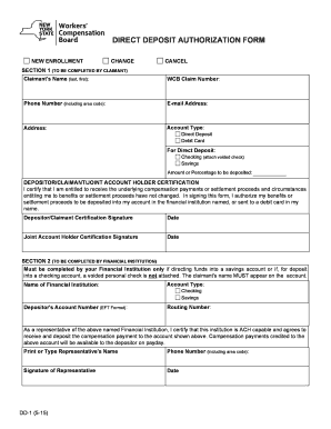New York Direct Deposit and Debit Card Authorization Form