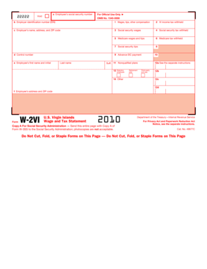 Form W-2VI Wage and Tax Statement