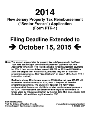 New Jersey Property Tax Reimbursement Application