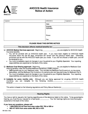 AHCCCS Notice of Action