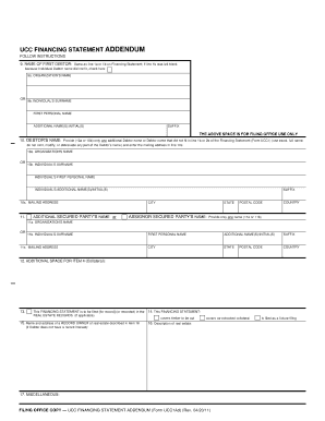 UCC Financing Statement Addendum