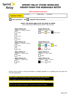 Sprint Relay Nebraska NSTEP Order Form