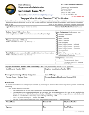 Alaska Substitute Form W-9