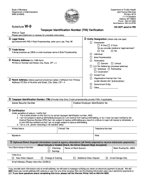 Montana Substitute W-9 Form