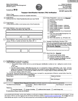 South Dakota Substitute W-9 Form