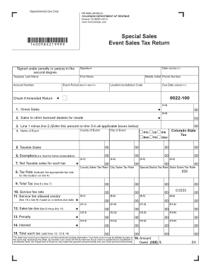 Colorado Special Sales Event Sales Tax Return