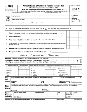 IRS Form 945 Annual Return of Withheld Federal Income Tax
