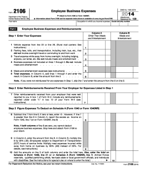 IRS Form 2106 Employee Business Expenses