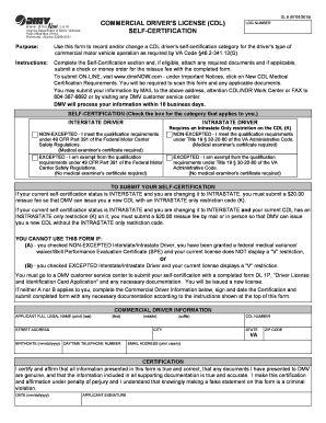 Virginia CDL Self-Certification Form