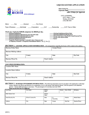 Kansas Liquor License Application