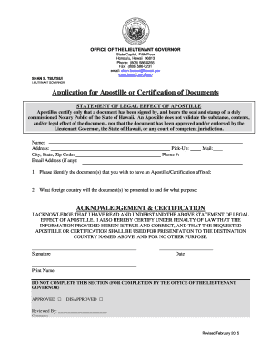 Hawaii Apostille Application Form