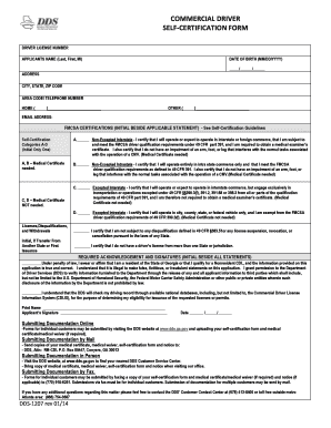 Commercial Driver Self-Certification Form