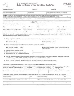 New York State Estate Tax Refund Claim Form ET-95