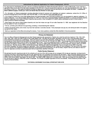 Optional Application for Federal Employment - OF 612