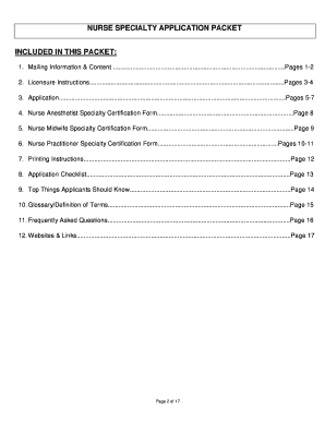 Michigan Nurse Specialty Certification Application