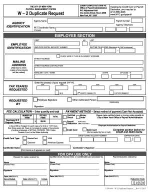 W-2 Duplicate Request Form