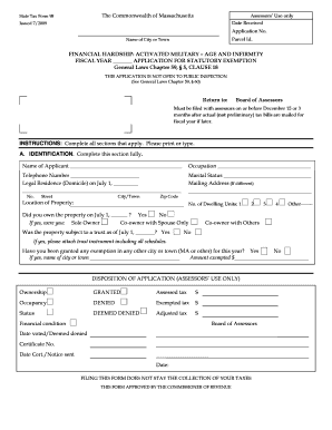 Massachusetts Financial Hardship Exemption Application