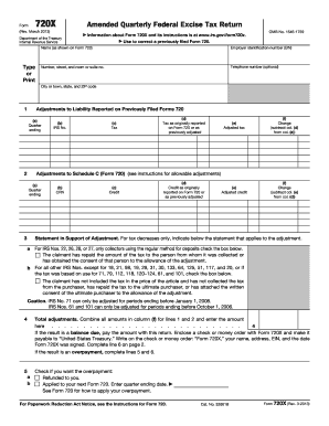 Form 720X Amended Quarterly Federal Excise Tax Return