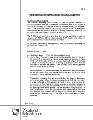 Financial Inventory Form R-406