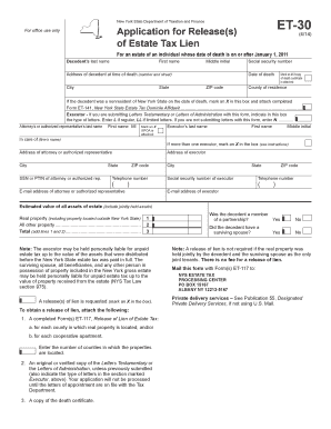 New York State Estate Tax Lien Release Application