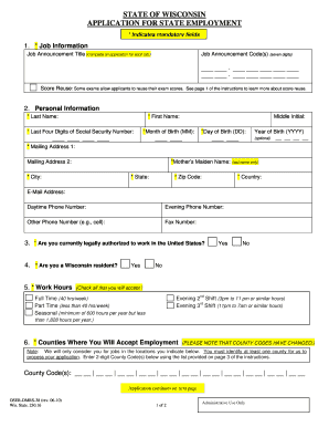 Wisconsin State Employment Application