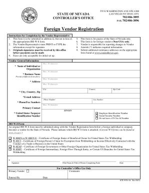 Nevada Foreign Vendor Registration Form