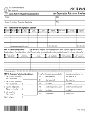 Iowa Depreciation Adjustment Schedule